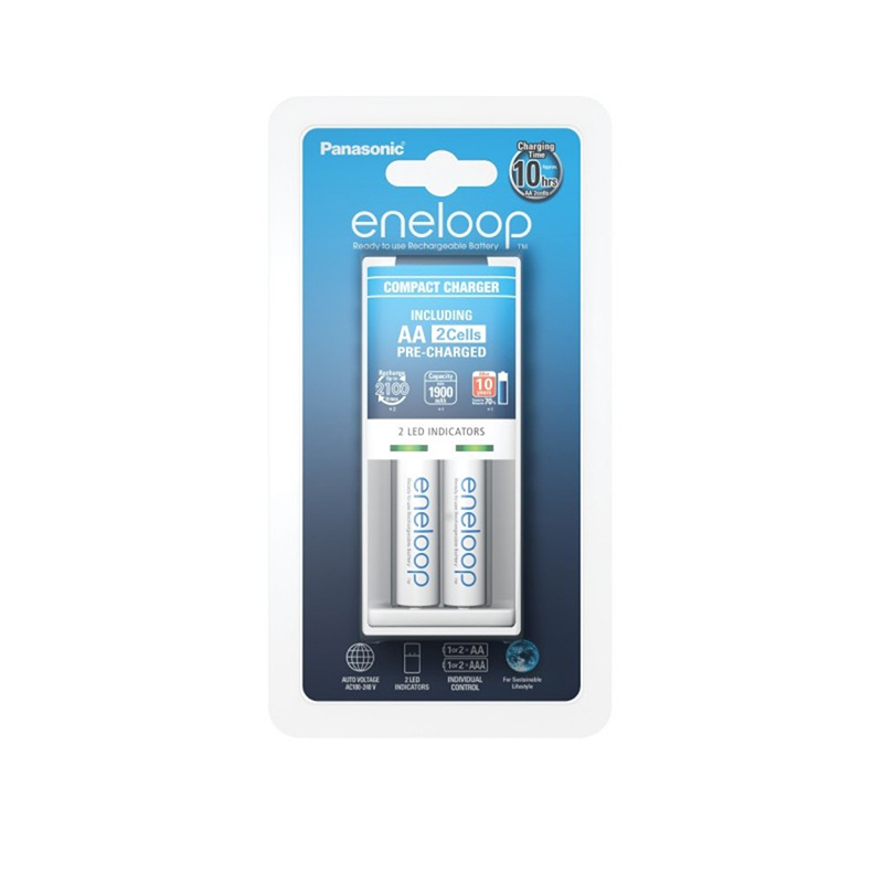 Φορτιστής Μπαταριών Panasonic Eneloop Compact Charger 2xAA (HR6) NiMH Μπαταριές 1900mAh