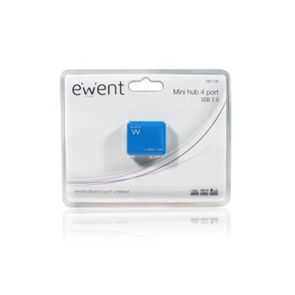 Mini USB Hub EWENT 4-Port EW1126 USB 2.0 - Μπλε