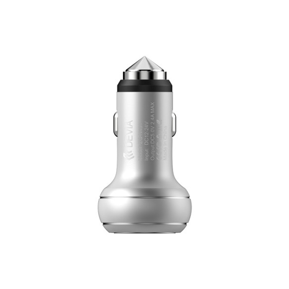 Φορτιστής Αυτοκινήτου DEVIA Thor Dual USB Emergency Hammer - Ασημί