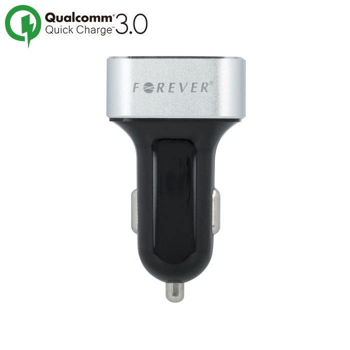 Φορτιστής Αυτοκινήτου Forever PCC-01 Qualcomm Q.C. 3.0 2xUSB - Μαύρο / Ασημί
