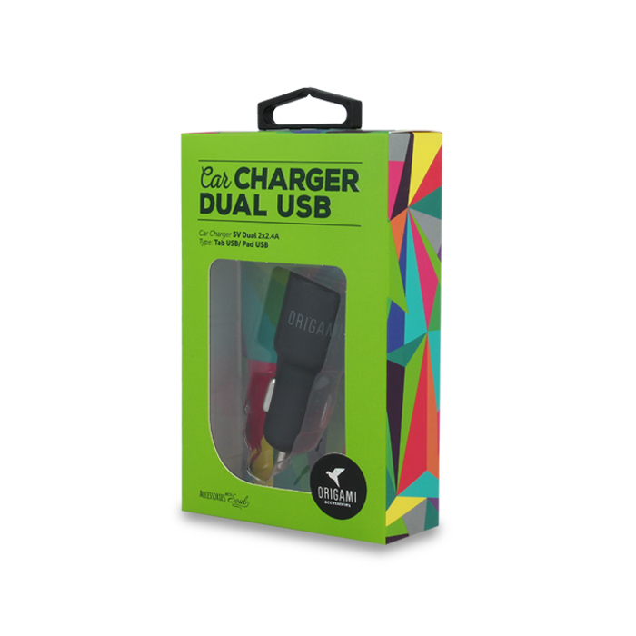 Φορτιστής αυτοκινήτου Origami 2xUSB 2.4A - Μαύρο