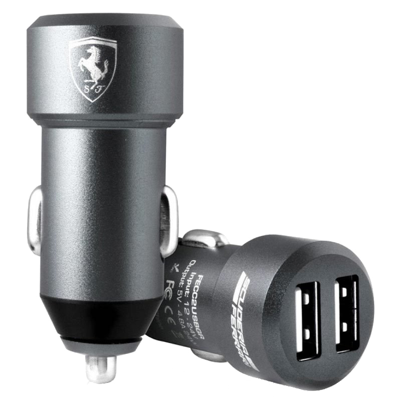 Φορτιστής Αυτοκινήτου Original Ferrari (FECC2USBGR) 2xUSB 4.8A - Γκρι