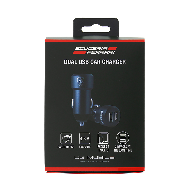 Φορτιστής Αυτοκινήτου Original Ferrari (FECC2USBGR) 2xUSB 4.8A - Γκρι