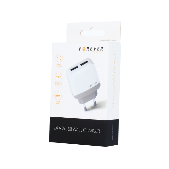 Φορτιστής Σπιτιού Forever 2 x USB 2.4A - Άσπρο
