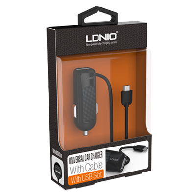 Φορτιστής αυτοκινήτου LDNIO 2.1A 1xUsb & Micro Usb Καλώδιο - Μαύρος