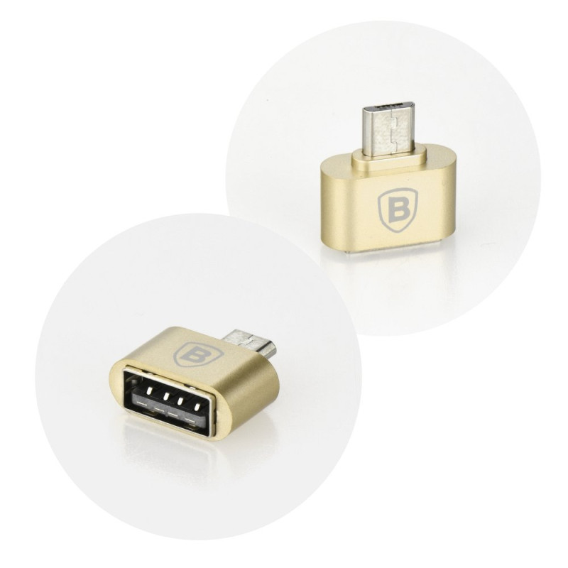 Αντάπτορας BASEUS OTG microUSB Plug & Play - Χρυσό