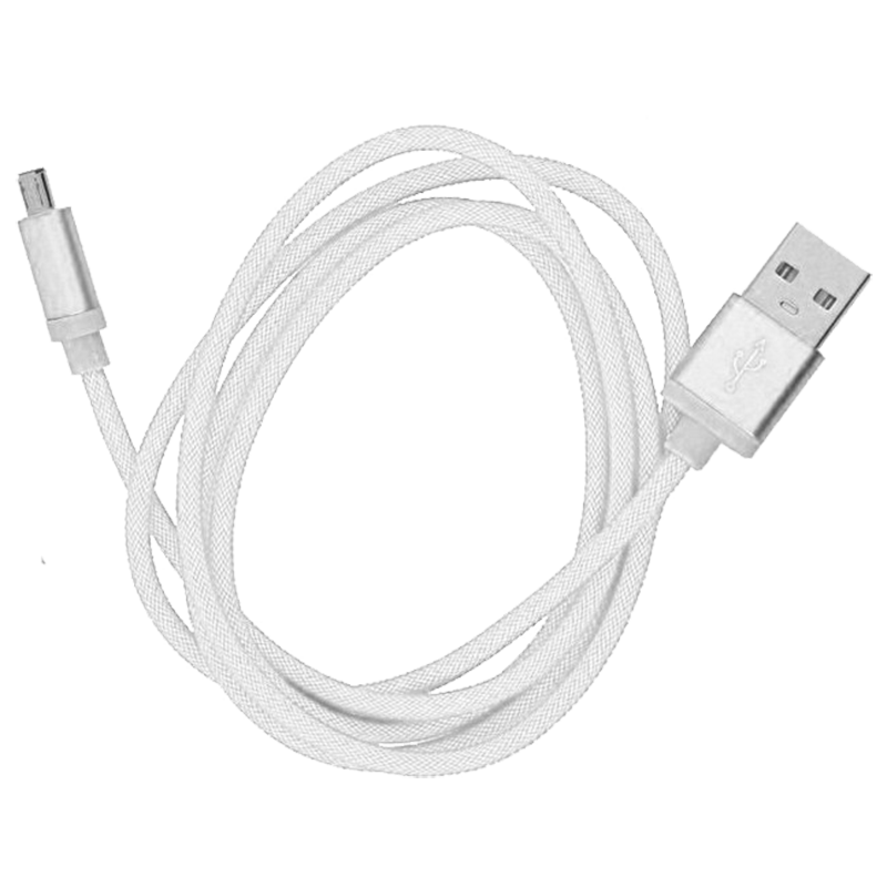 Καλώδιο Φόρτισης και Μεταφοράς Δεδομένων Metal USB σε MicroUSB 1m - Άσπρο